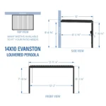 14x10 Evanston Wall Mounted Louvered Pergola - Image 3