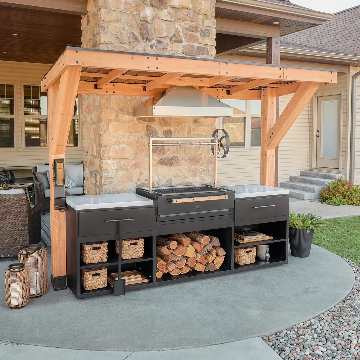 SIZE_Timber_Rock_Cook_Station_Hero_V1 Timber Rock Outdoor Argentine Grill Cook Station - Image 1