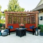 Tuscany Corner Pergola with Conversation Seating - Privacy Panels - Image 11