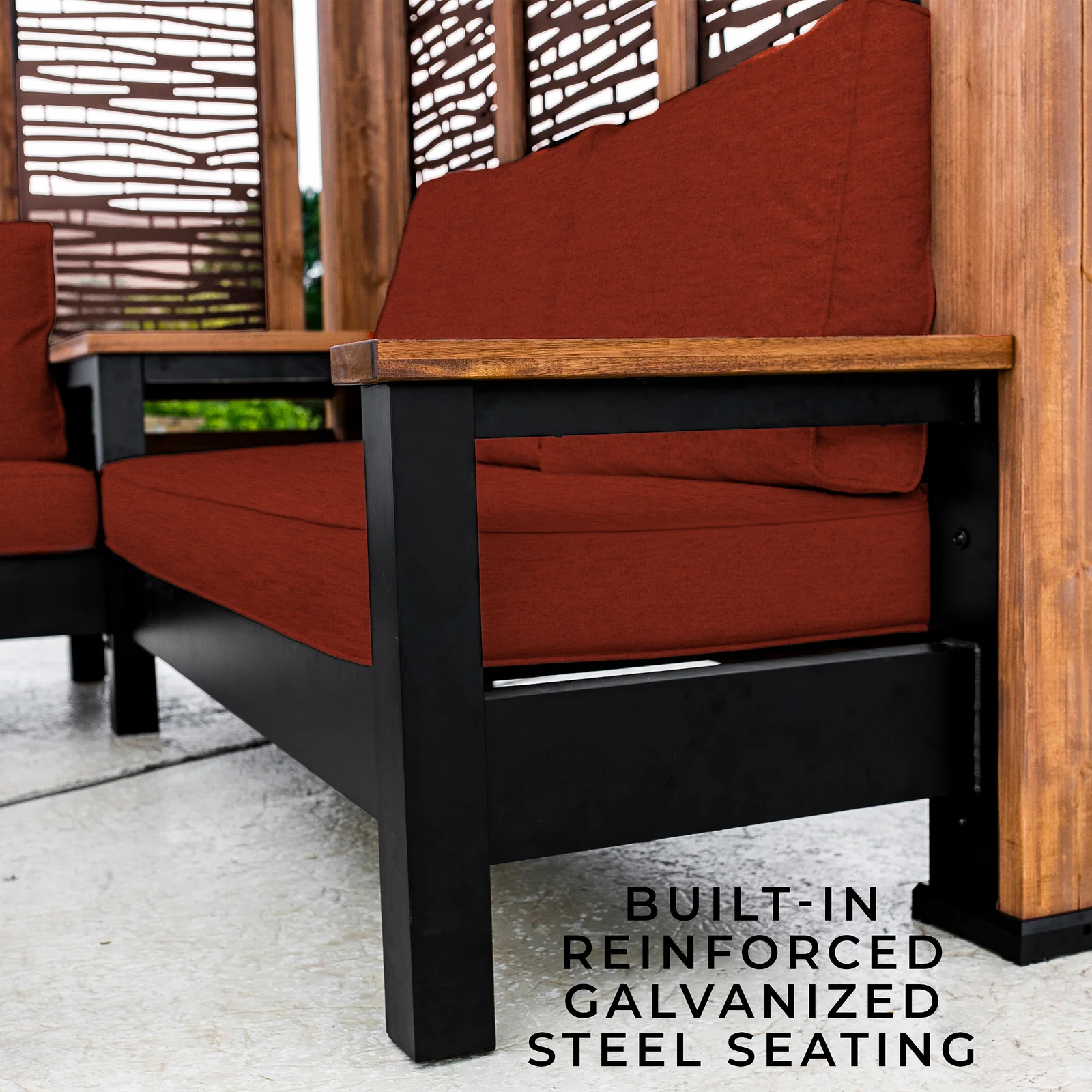 Tuscany Corner Pergola with Conversation Seating - Privacy Panels - Image 8